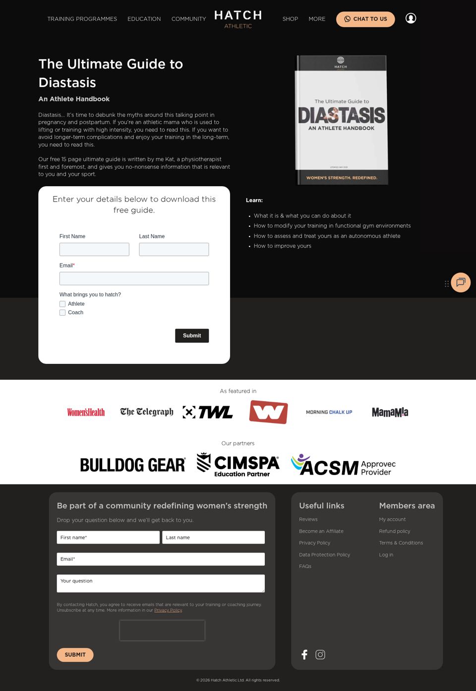 Hatch Athletic Homepage built in HubSpot by GEM Digital