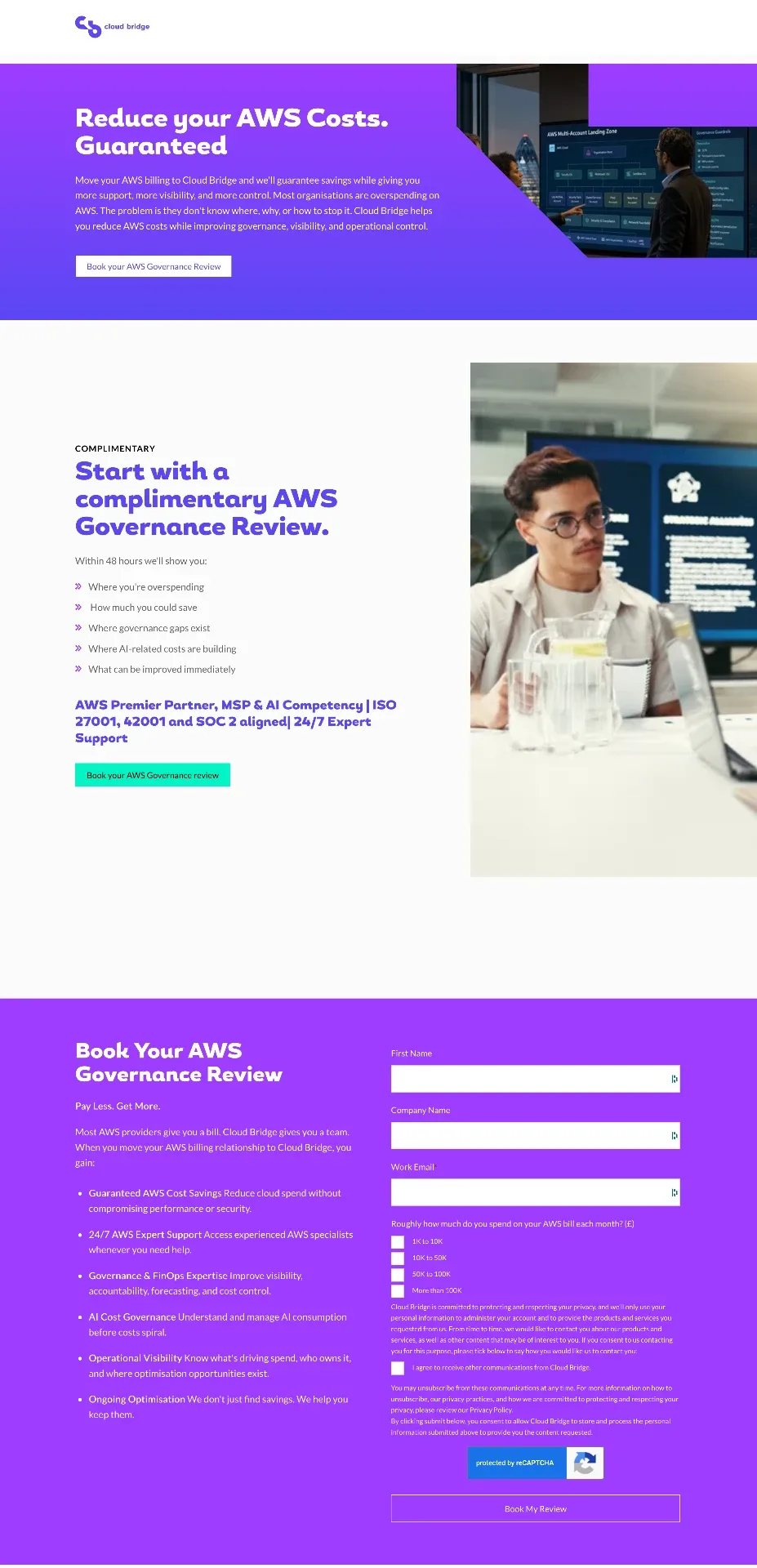 Cloudbridge's governance review page, linked from the Australian homepage